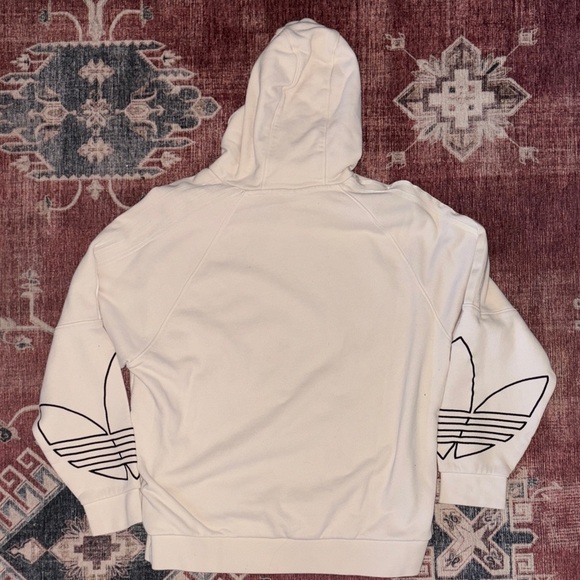 Adidas Men's Cream Hoodie with Black Accents - Picture 6 of 9